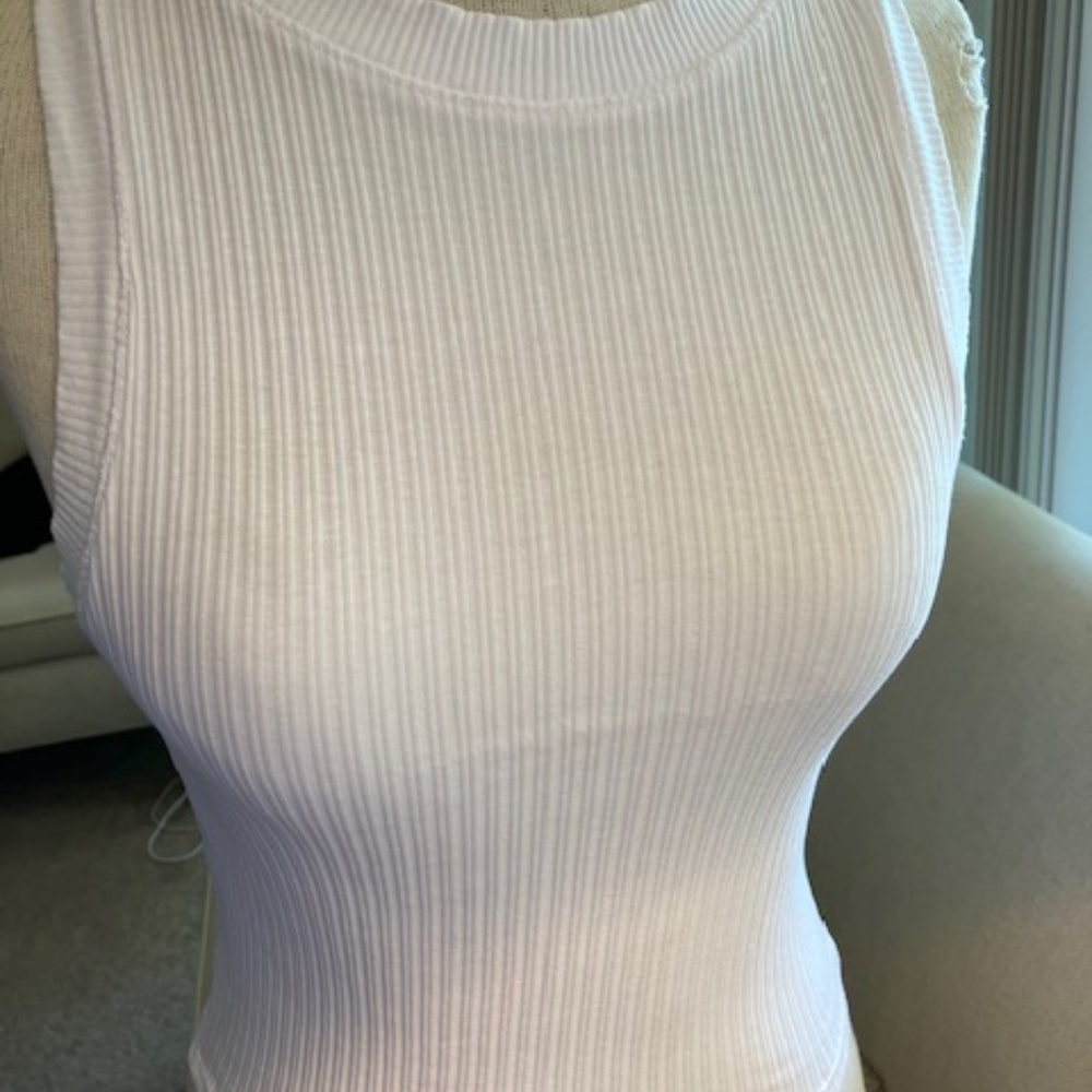 Stretchy Zara crew neck tank in white (small/medium)